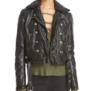Free People Ashville Vegan Leather Moto Jacket